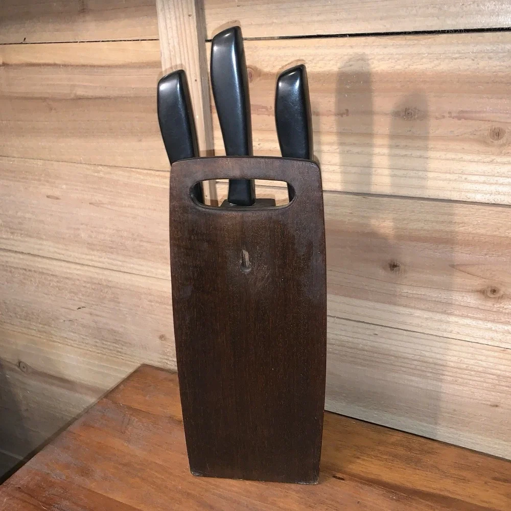 1960s Ekco Vanadium Dutch Tulip 6pc Knife Set W/Wood Wall Hanging USA Rare‎ READ